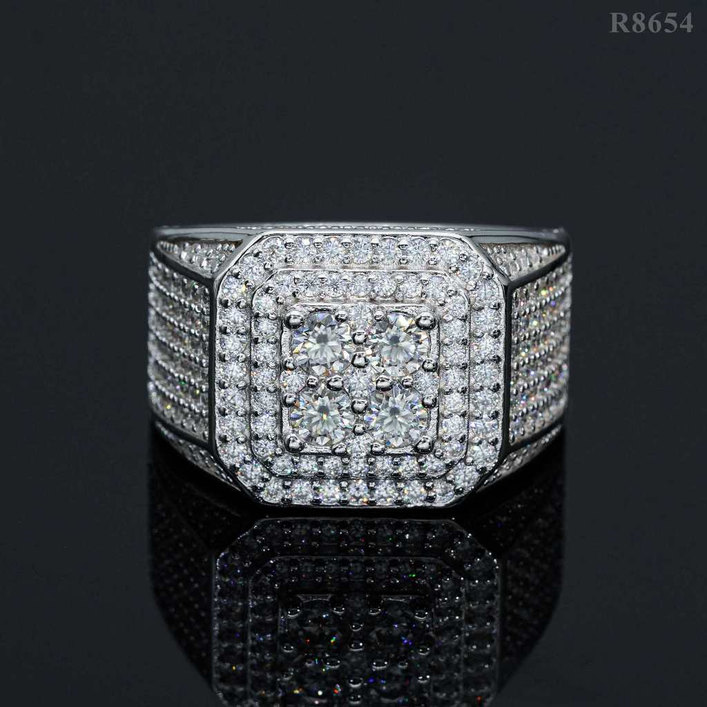 Full moissanite Diamond big Men Ring GRA Certificate for gift