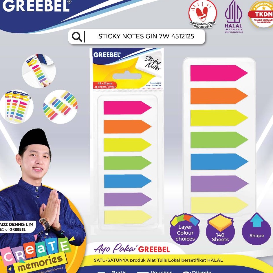 

KUALITAS TAK TERTANDINGI GREEBEL STICKY NOTES GIN 7W 4512125Memo Pad NoteDIY PlannerKertas Bentuk Warna warni