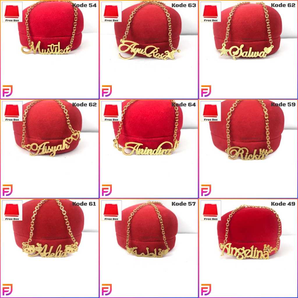 PROMO KALUNG NAMA GOLD TITANIUM FASHION WANITA INISIAL LAPIS EMAS ASLI anti karat