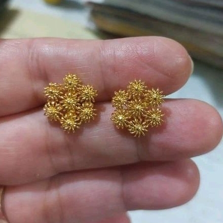 anting bunga matahari emas 24k