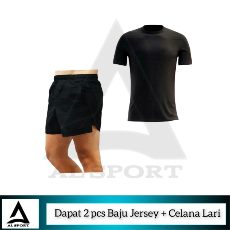 Paket Olahraga Pria Baju Jersey Celana Lari Sport Futsal Lari