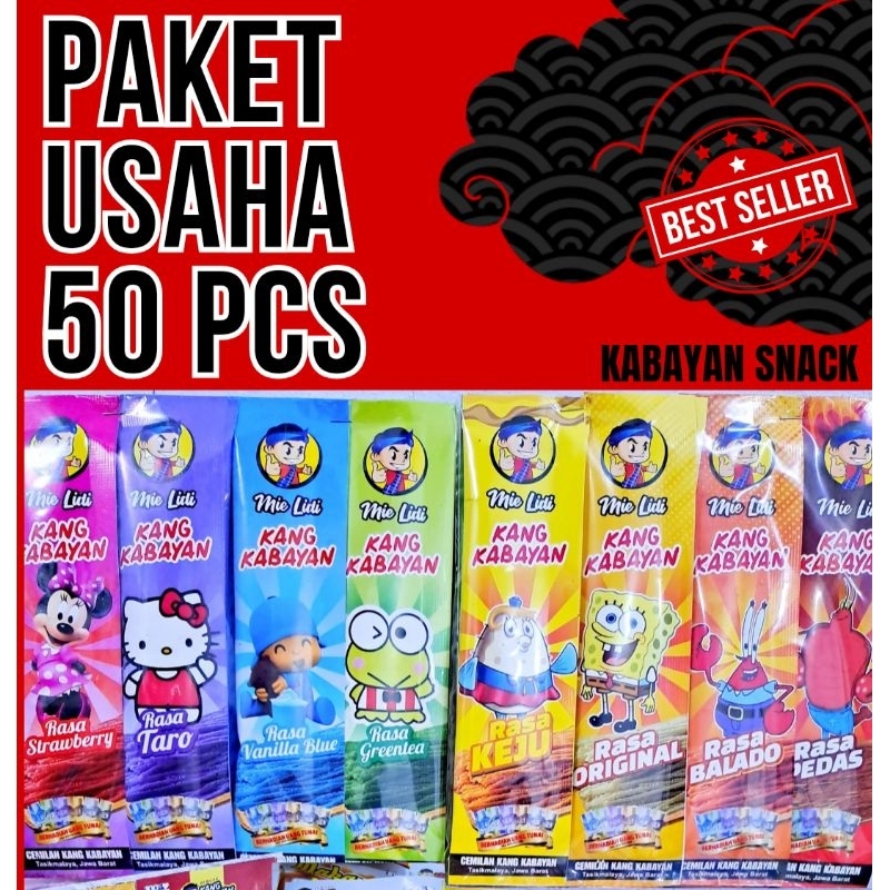 

PAKET USAHA ISI 50 PCS MIE LIDI BASRENG MAKARONI MURAH VIRAL