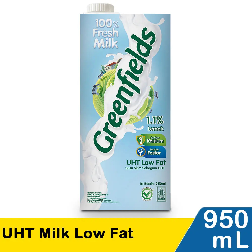 

greenfields susu uht hi-calcium low fat 950ml
