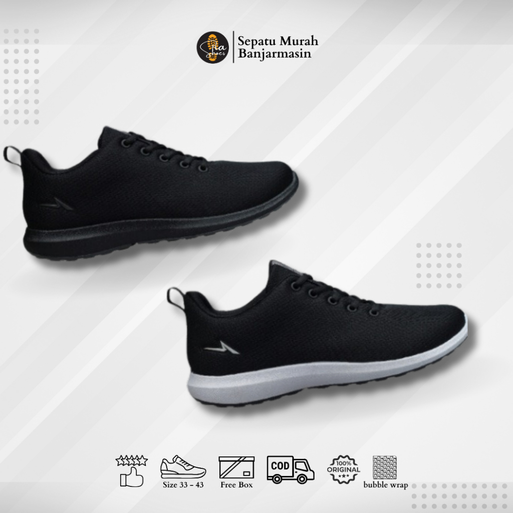 SEPATU ANDO TALI I SEPATU ANDO SEKOLAH I Sepatu Ando Hitam polos & Hitam Putih l Sepatu Sneakers