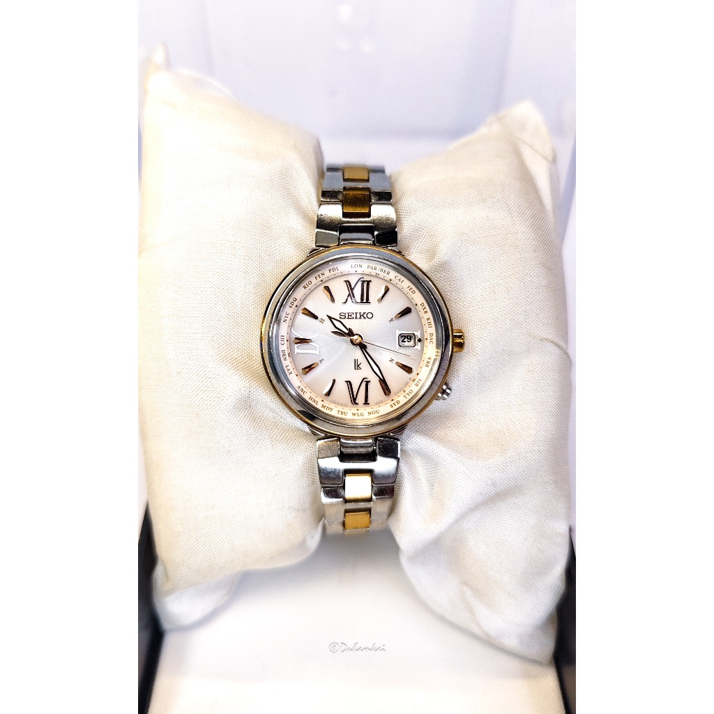 Seiko Ladies LK Lukia Radio Wave Controlled Solar ORIGINAL Two Tone Gold Women Wanita No Exceline Lu