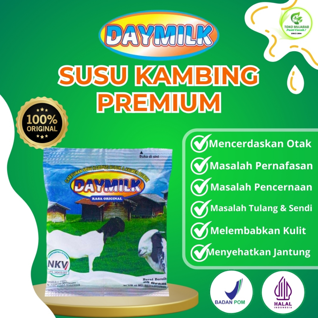 

DAYMILK Sachet Original Susu Kambing Etawa Atasi Masalah Pernafasan Tulang Sendi Cegah Osteoporosis