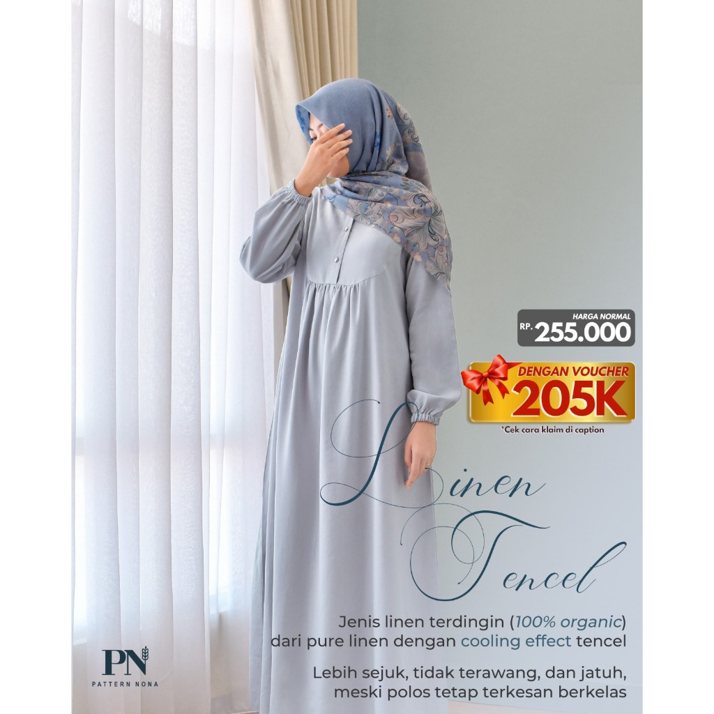 Pattern Nona Dress Kimora Grey Gamis Premium Linen Tencel