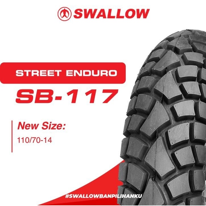 Ban Motor Merk Swallow Tubeless Tipe SB117 Street Enduro Ukuran 110/70 Ring 14 Ban Motor Tubeless