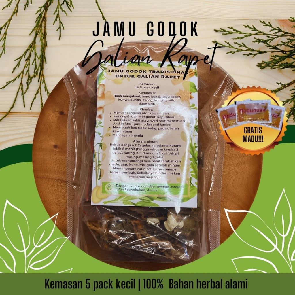 

Jamu Godok Tradisional Galian Rapet Kemasan 5 Pack (Gratis Madu)