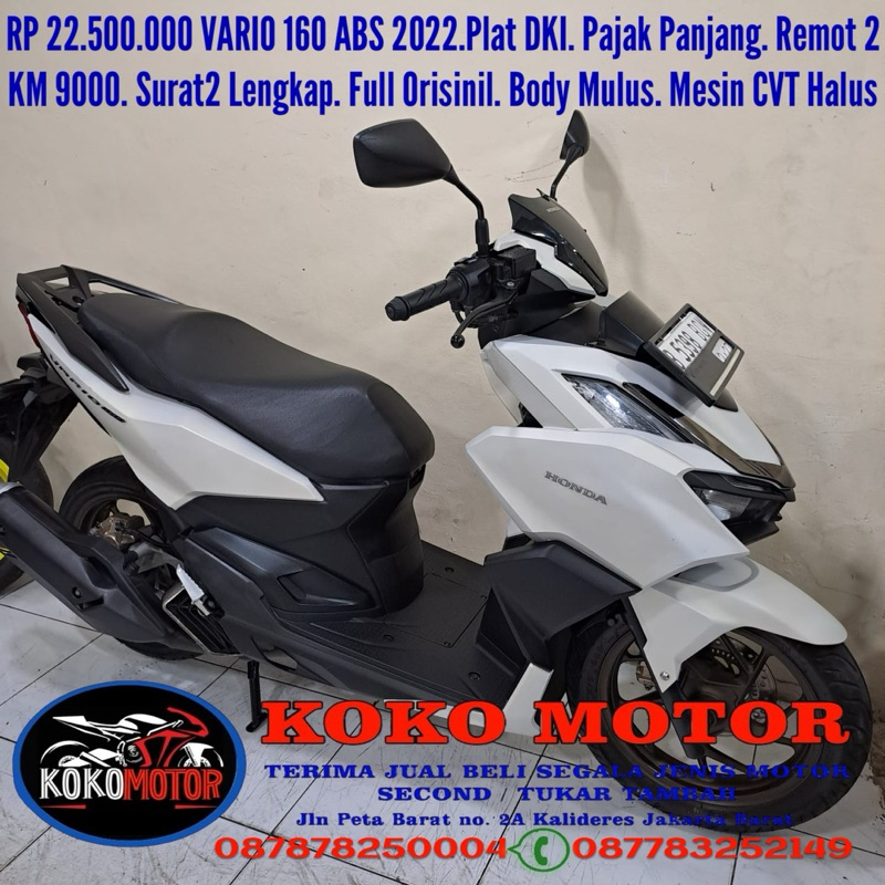 Dijual Motor Bekas VARIO 160 ABS 2022. Plat DKI  Jual Beli Motor second Kredit Motor bekas Tukar tam