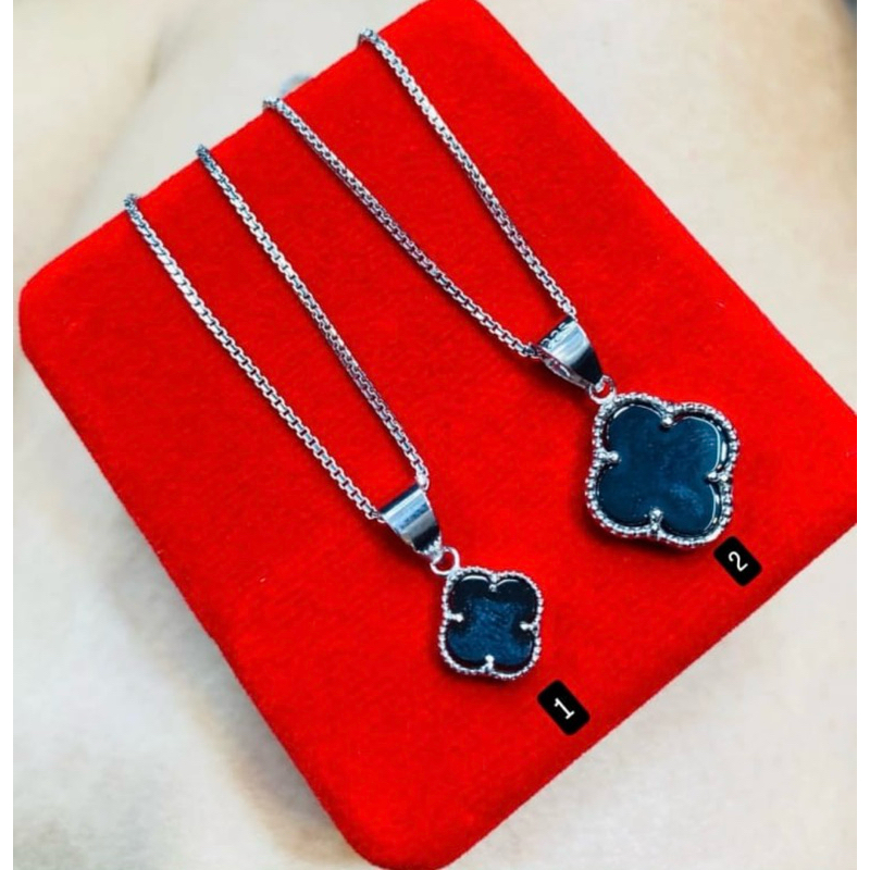 KALUNG LIONTIN PERMTA CLOVER PERAK925 LAPIS EMAS PUTIH KM9999