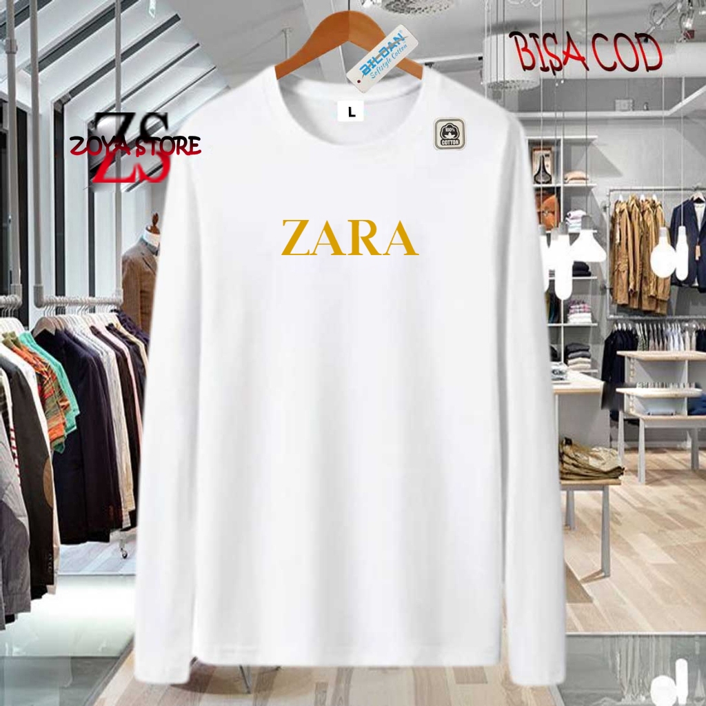 COD  Baju Kaos Distro Zara Text Gold Premium Quality Kaos Cotton Combed 30s Lengan Panjang T-Shrit K