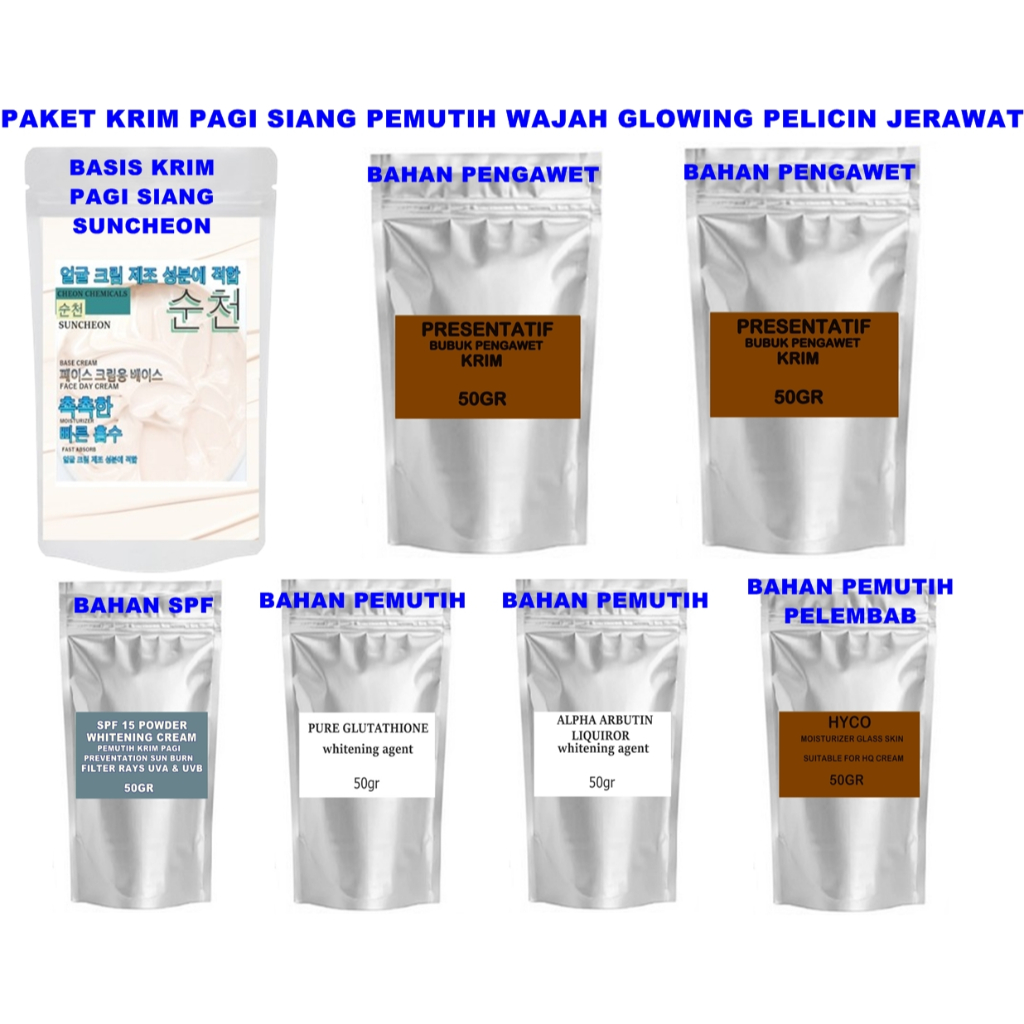 PAKET SUNCHEON KRIM PAGI SIANG KRIM SUNBLOCK SUNSCREEN PEMUTIH WAJAH GLOWING PELICIN JERAWAT- IVORY 