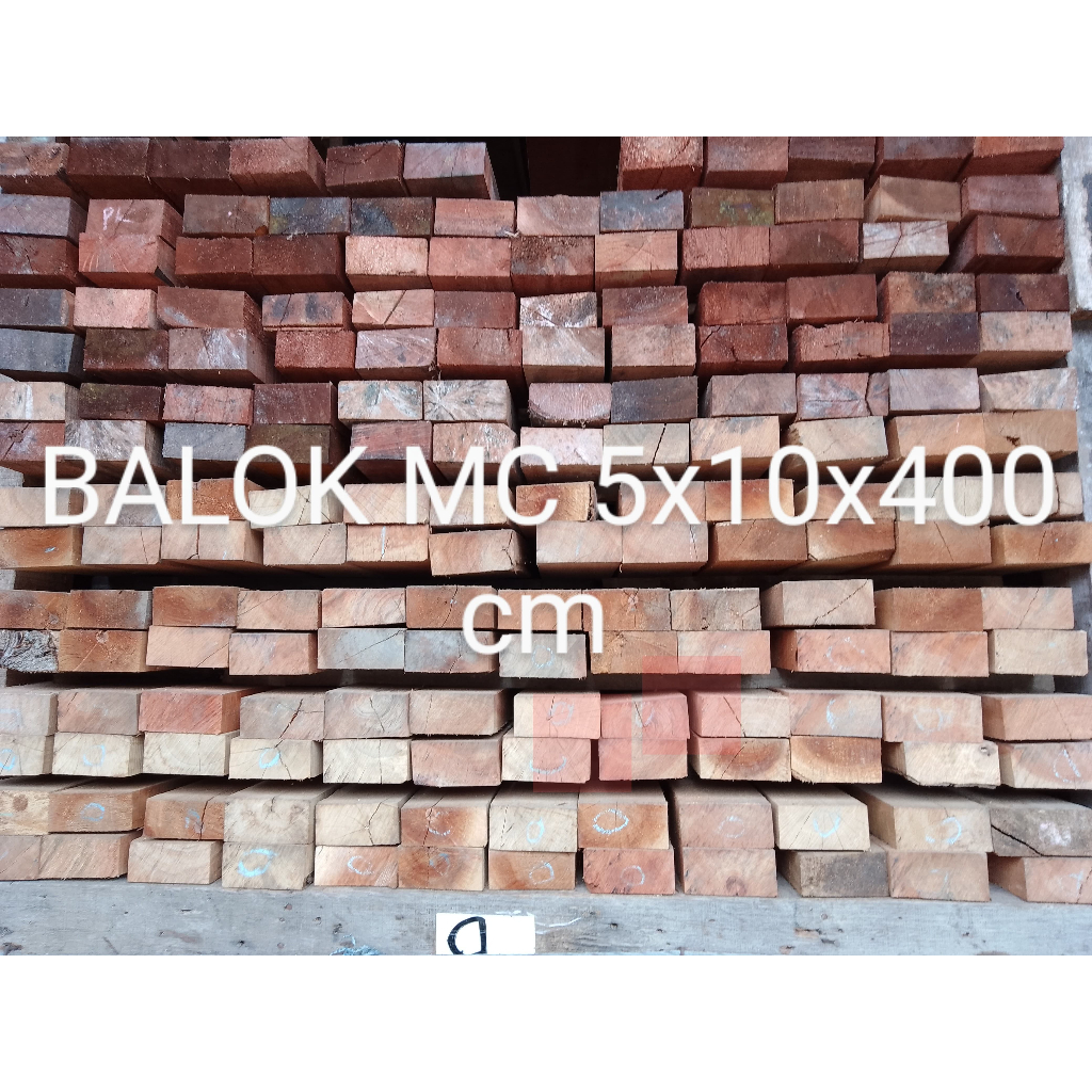 KAYU BALOK MERANTI Uk : 5 x 10 x 400 CM (HARGA / KUBIK)