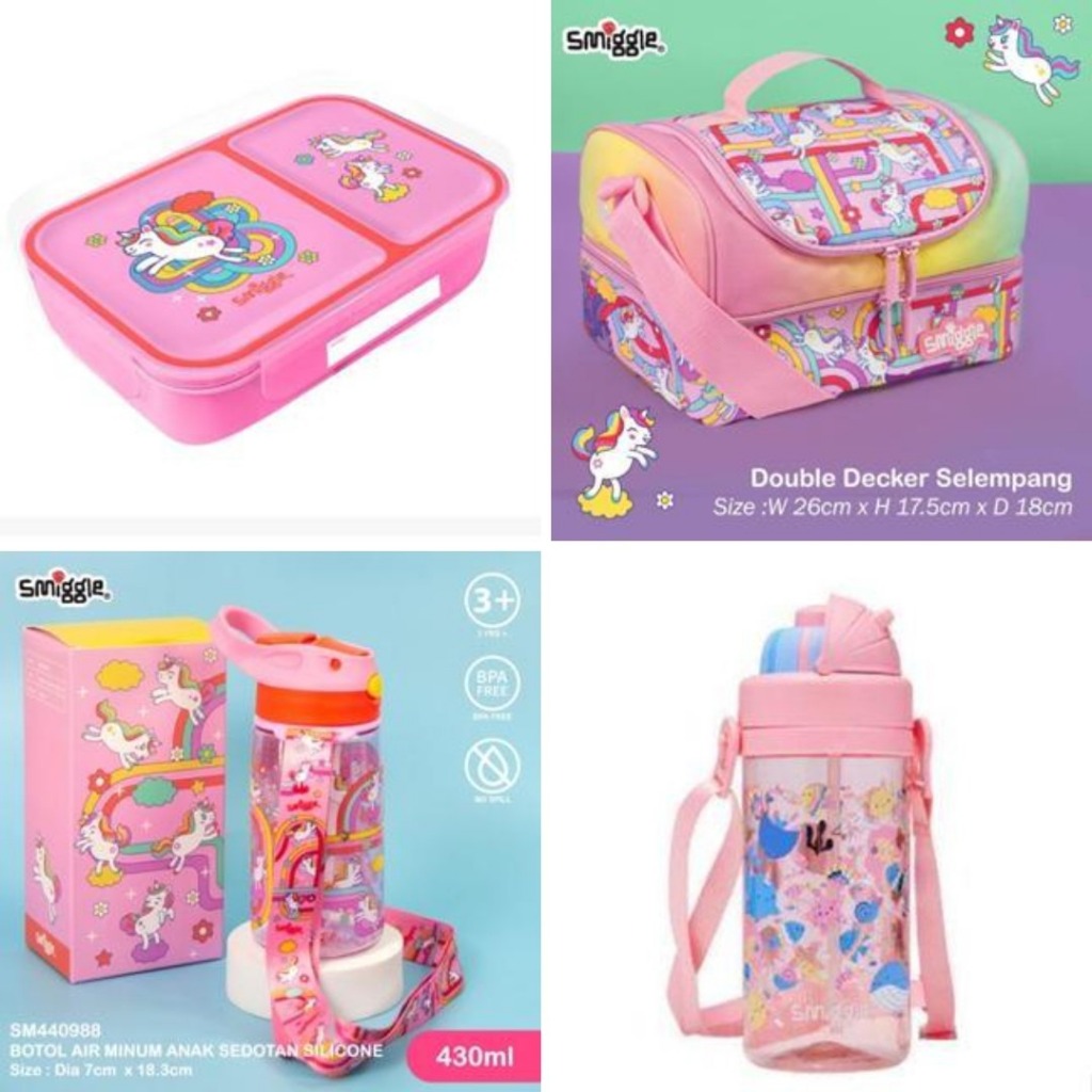 kotak makan, botol minum, sendok garpu, tas makan