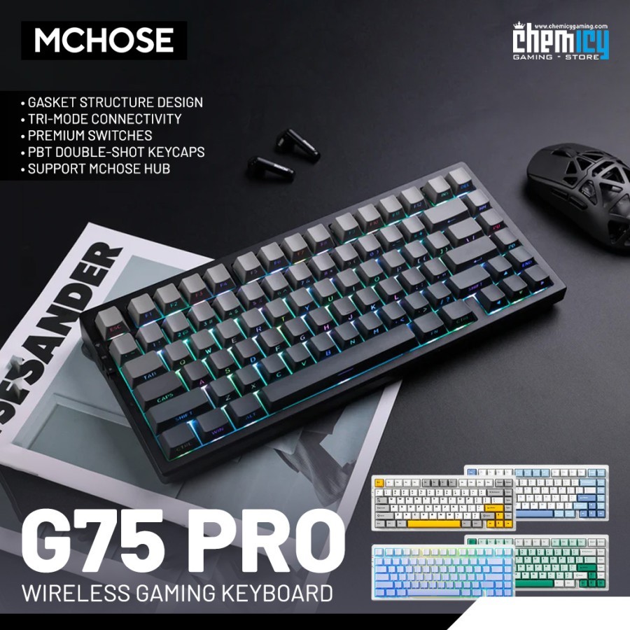MCHOSE G75 / G-75 Pro 75% Hotswap Tri-mode Mechanical Gaming Keyboard