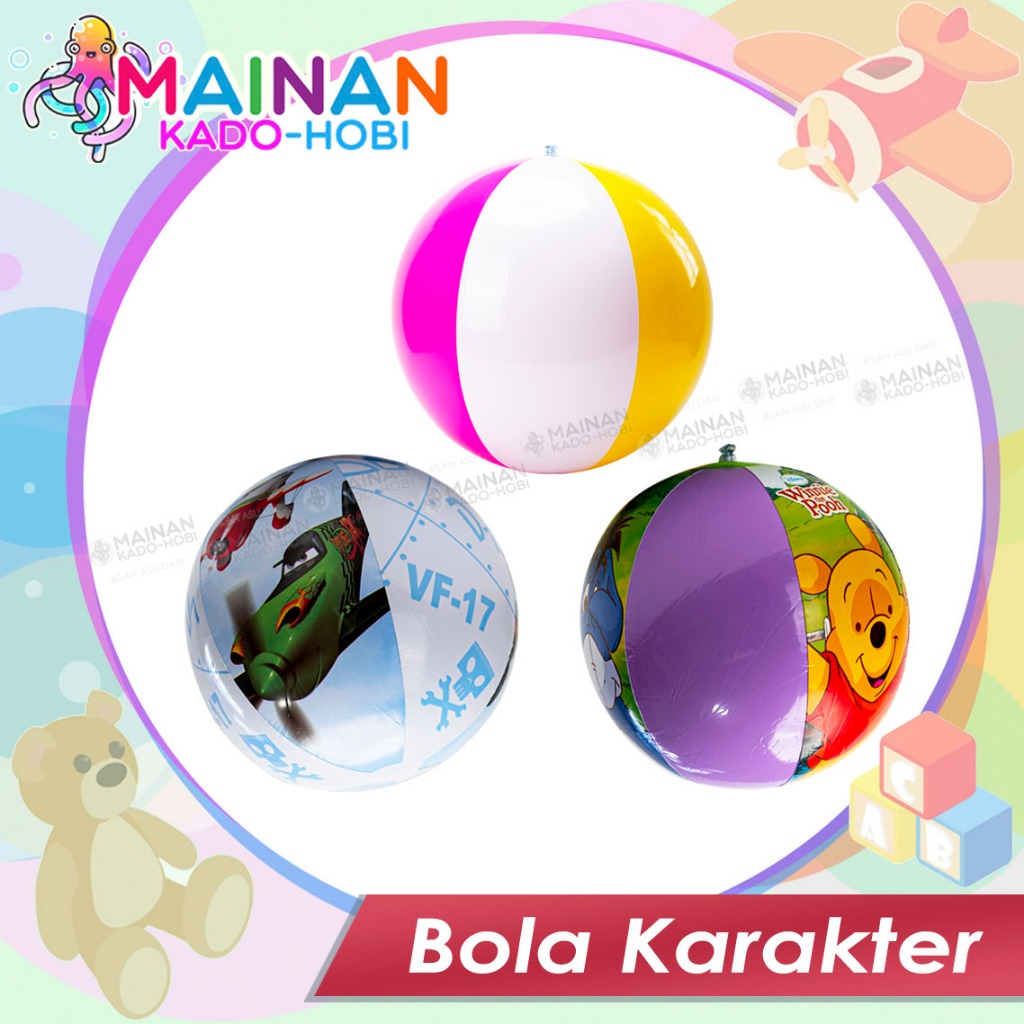 KOLEKSI MAINAN BEACH BALL BOLA AIR KARET PANTAI ANAK KARAKTER KARTUN