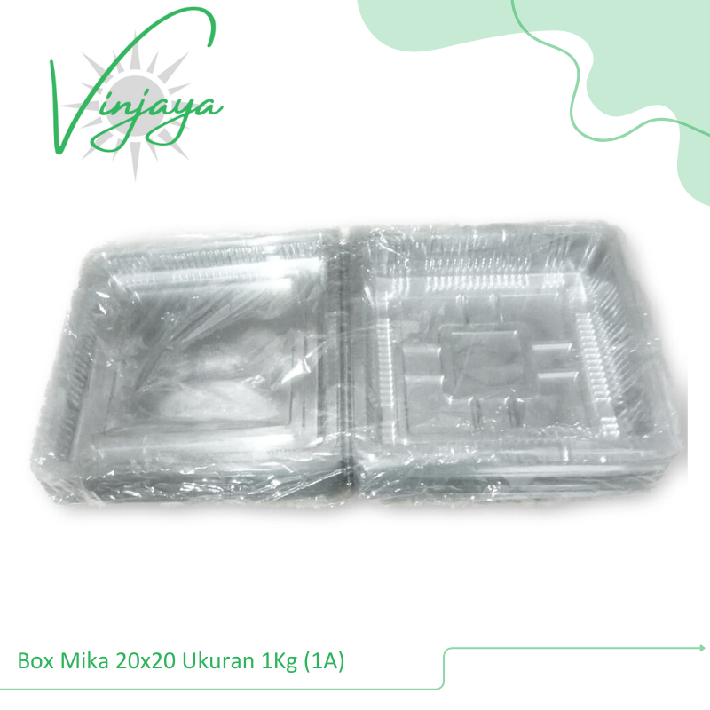 Box mika uk 20 X 20 isi 50 pcs / kotak mika / kotak kue / kotak nasi