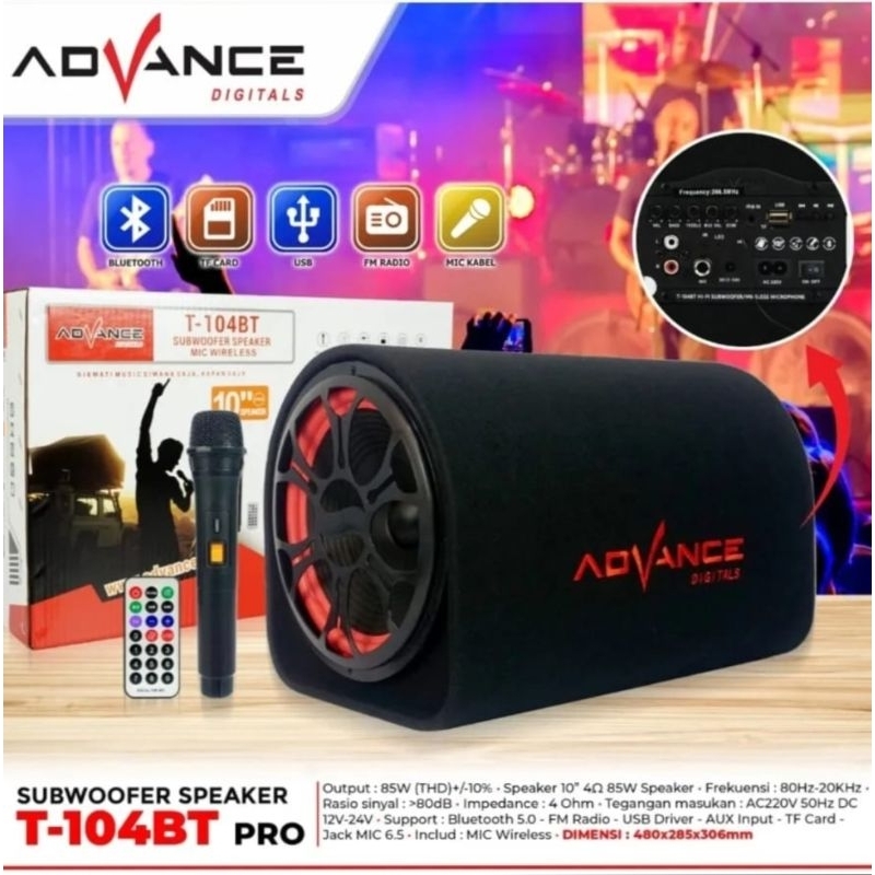 Speaker Advance T-104 BT subwoofer speaker free mic wirles