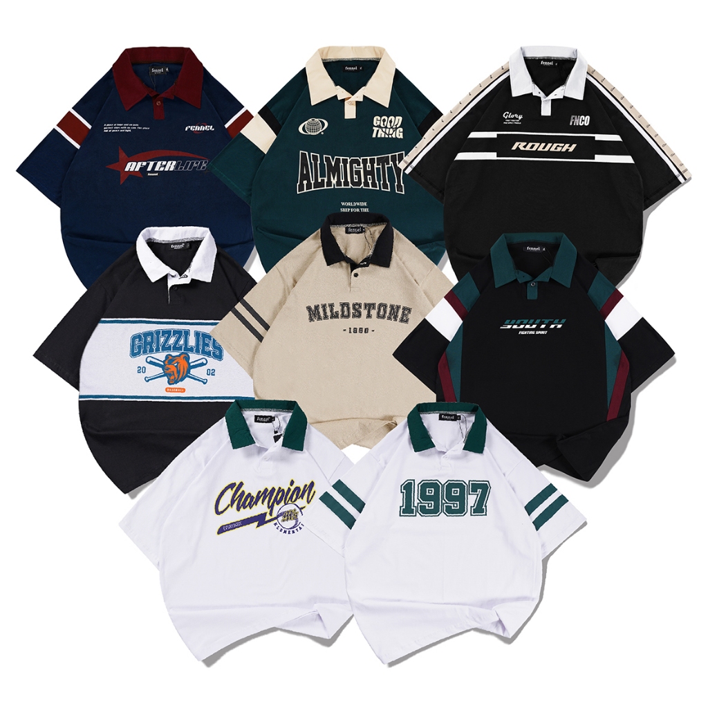 [N01220] T-shirt Oversize Rugby Lengan Pendek Motif CHAMPION TNA