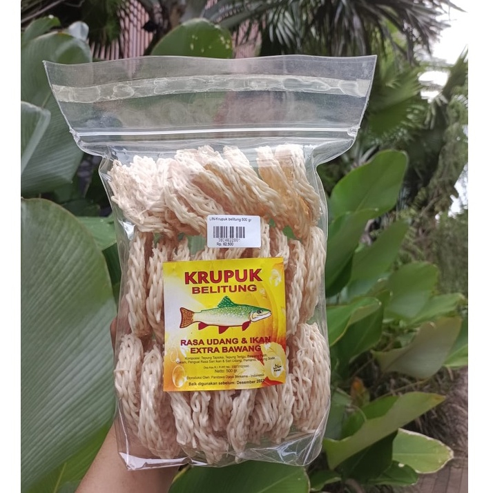 

Kerupuk Belitung Rasa Udang & Ikan Extra Bawang 500gr / Krupuk Belitung Enak