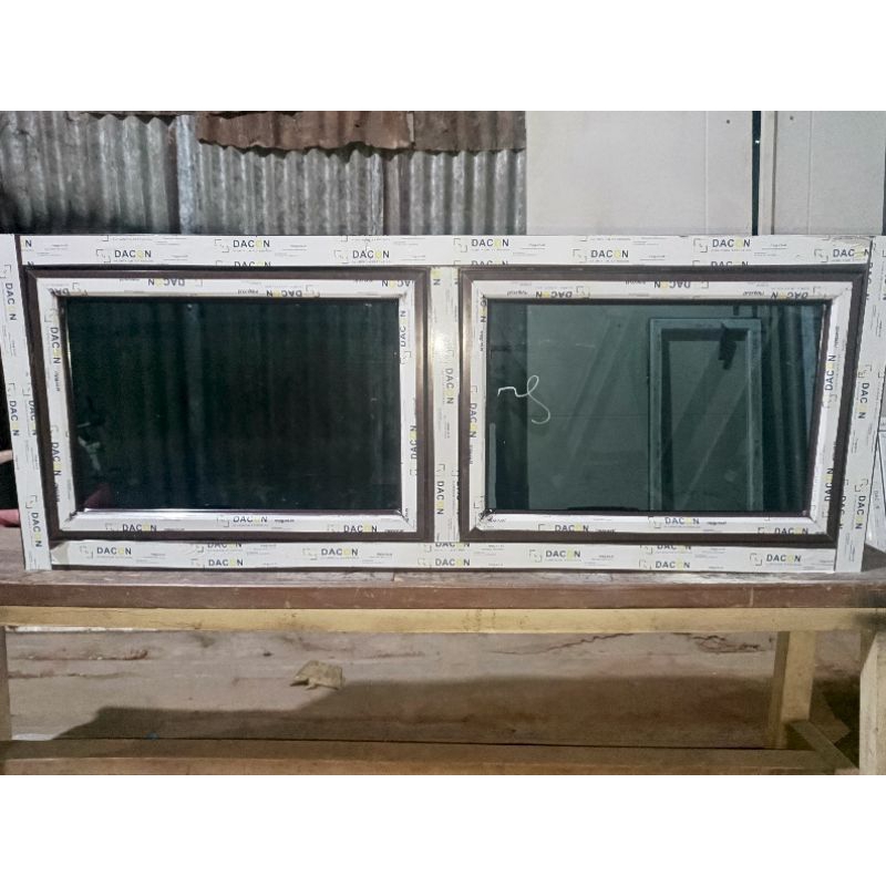 kusen jendela alumunium 3inch L 130 x T 50 dua daun komplit free packing kayu bisa kustom ukura