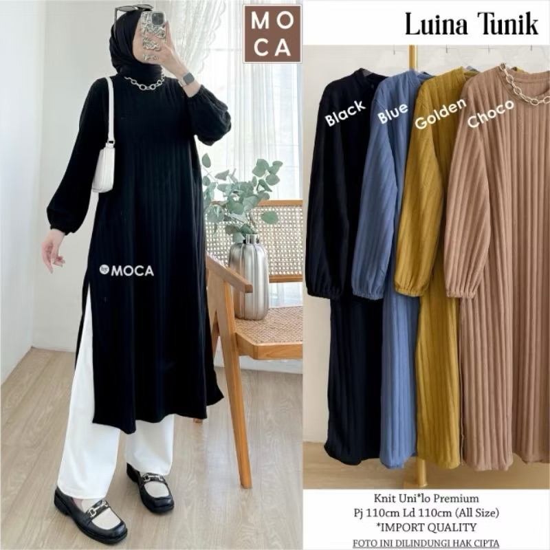 midi dress kaos knit lucya long tunik belah