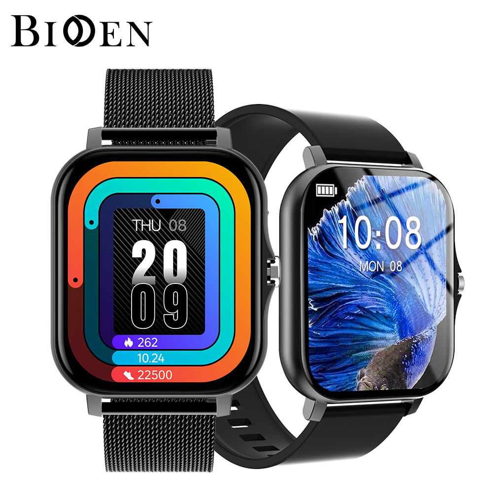 BIDEN SmartWatch Pria/Wanita Sabuk Jaring(Strap Karet Gratis)Alarm Monitor Phone Call Sleep &Health 
