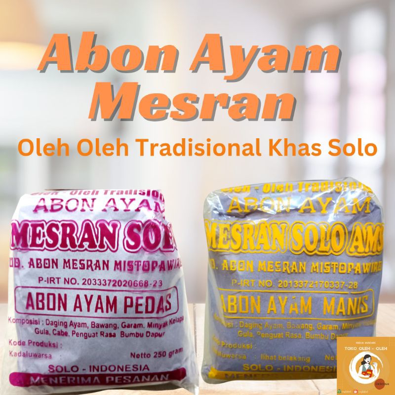

Abon Ayam Mesran Oleh Oleh Tradisional Solo Asli Original