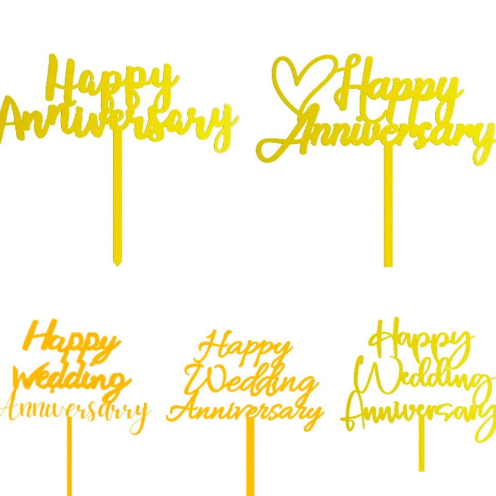 TERLARISSS TOPPER KUE AKRILIK TULISAN HAPPY ANNIVERSARY  TOPPER SELAMAT TANGGAL HARI JADIAN  CAKE TO