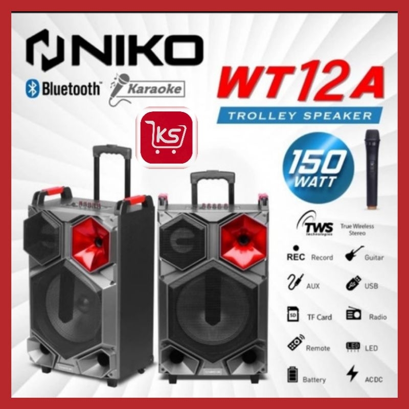 SPEAKER NIKO WT12A | PORTABE | 1 MIC WIRELESS