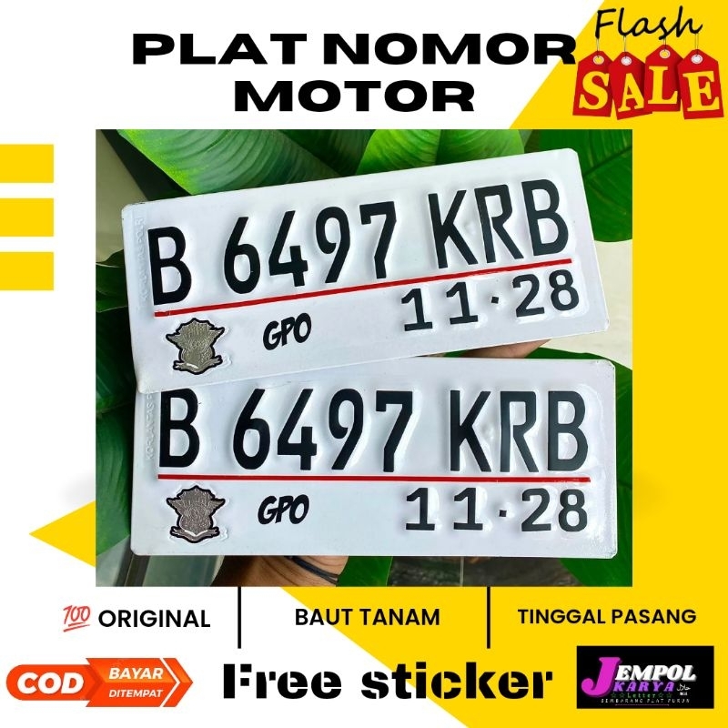 PLAT MOTOR WARNA PUTIH//PLAT MOTOR BAUT TANAM//PLAT MOTOR FONT BARU