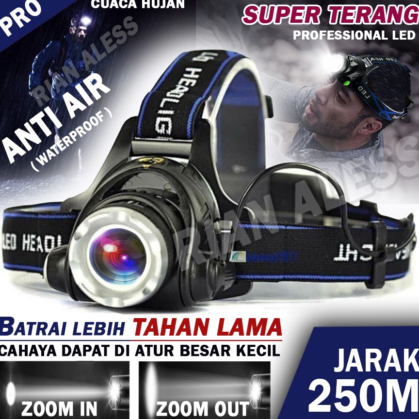 Produk Berkualitas Senter Led Kepala Super Terang Anti Air Waterproof Lampu Senter Sentar Kepala Led