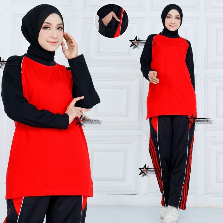 Super Premium Setelan Baju Olahraga Senam Wanita Kaos Olahraga WanitaSetelan Olahraga Muslimah