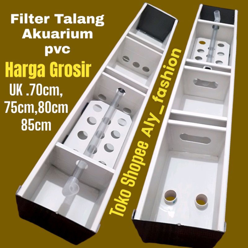 Filter Talang Akuarium pvc Uk80cm,70cm,75cm,80cm,85cm.Output Lubang Dua.Tersedia Ruang Lampu uv