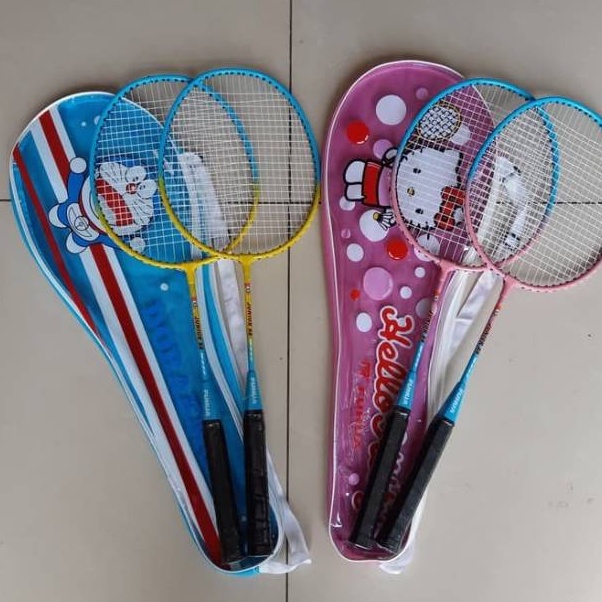 Diskon sd 5   FREE GRIP  Raket Badminton Anak Karakter  Mainan Racket Bulutangkis Edukatif  raket mu