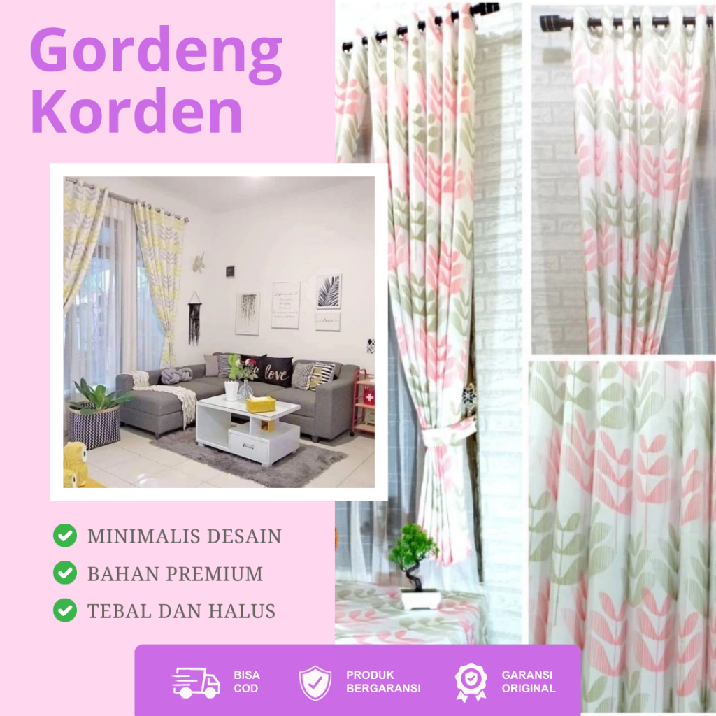 Hordeng Gorden Gordeng Korden Pintu Kamar Minimalis Gordyn Motif Import Panjang 2 Meter