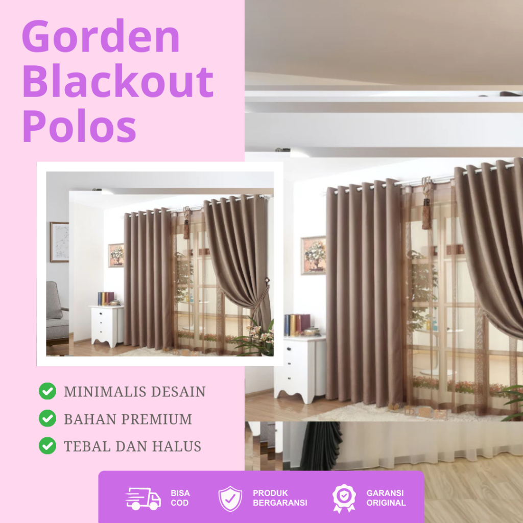 Hordeng Gorden Gordeng Korden Jendela Kamar Aesthetic Blackout Polos Minimalis Panjang 250 cm