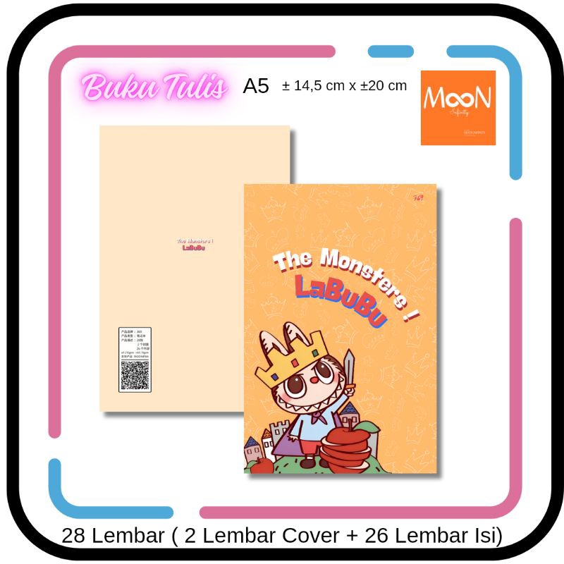 

MI - Buku Tulis A5 28 lembar Karakter Animasi Kartun Labubu Orange
