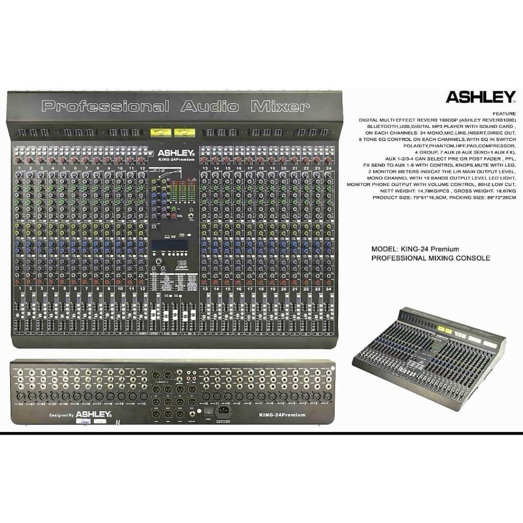 Mixer Ashley King 24 Premium King24 Premium 24ch Original Effect Ashley Reverb 1000