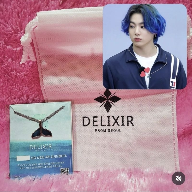 Offcial Delixir Korea Whale Tail Necklace Jungkook BTS jaehyun nct kalung