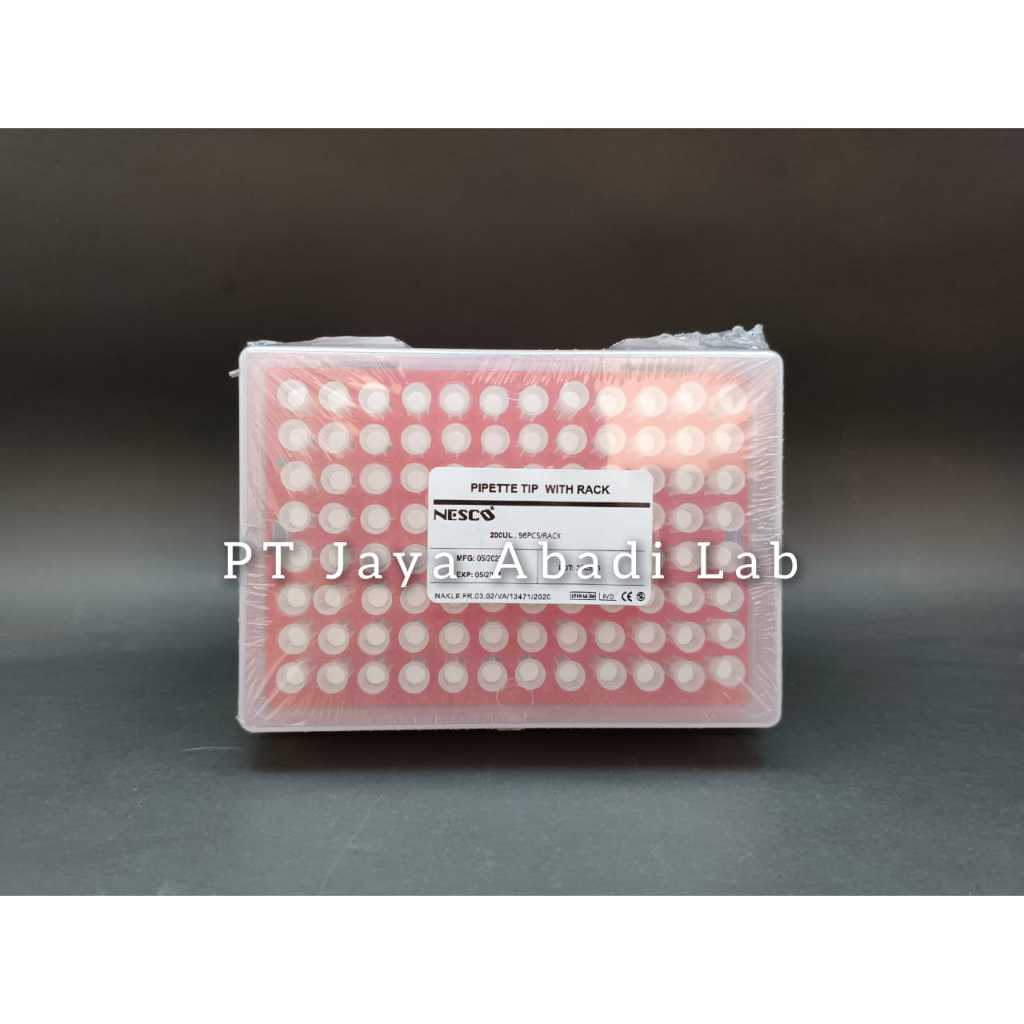 pipet filter tips tip filter micropipette mikropipet pak 20-200 uL dengan rak / box isi 96 pcs