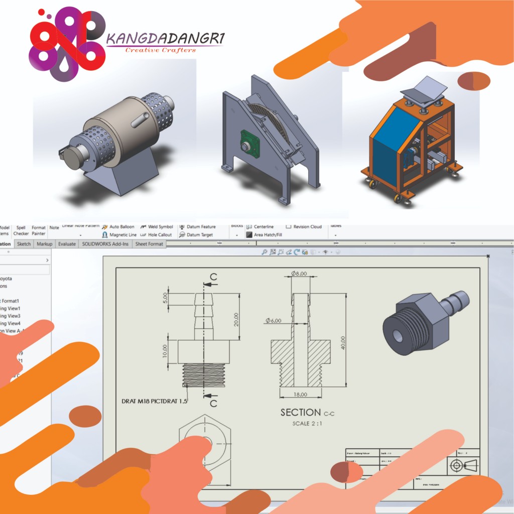 Jasa Gambar Teknik Tampak 2D dan 3D Mesin Pabrikasi  |  Jasa desain 3d |3d modeling dan jasa cnc las