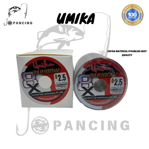 Senar Pancing PE LINE UMIKA X4 50M Original Rainbow Benang Pancing Warna Pelangi Multicolored Kuat D