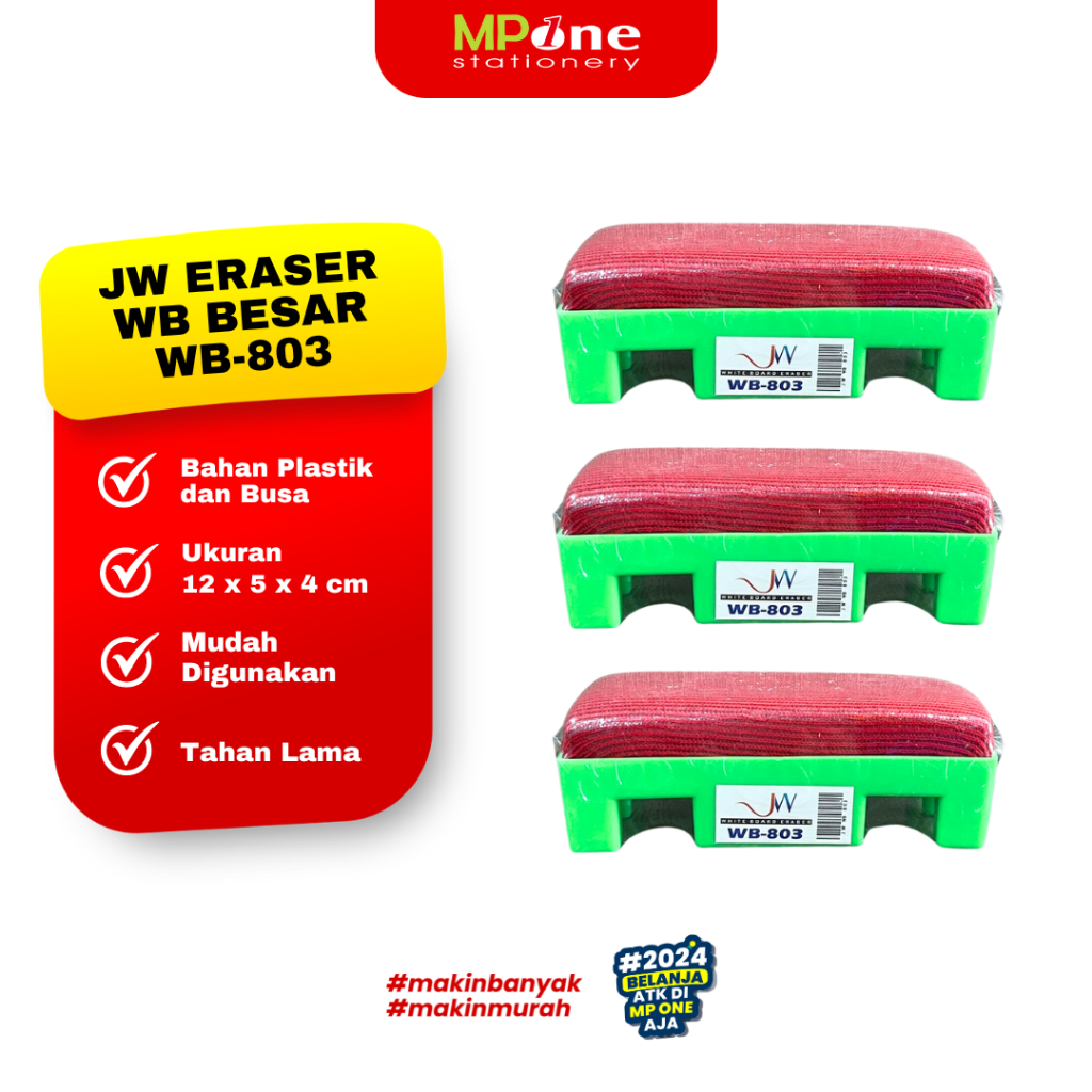 

(1 PCS) JW Penghapus Papan Tulis Putih Ukuran Besar / Whiteboard Eraser JW WB-803