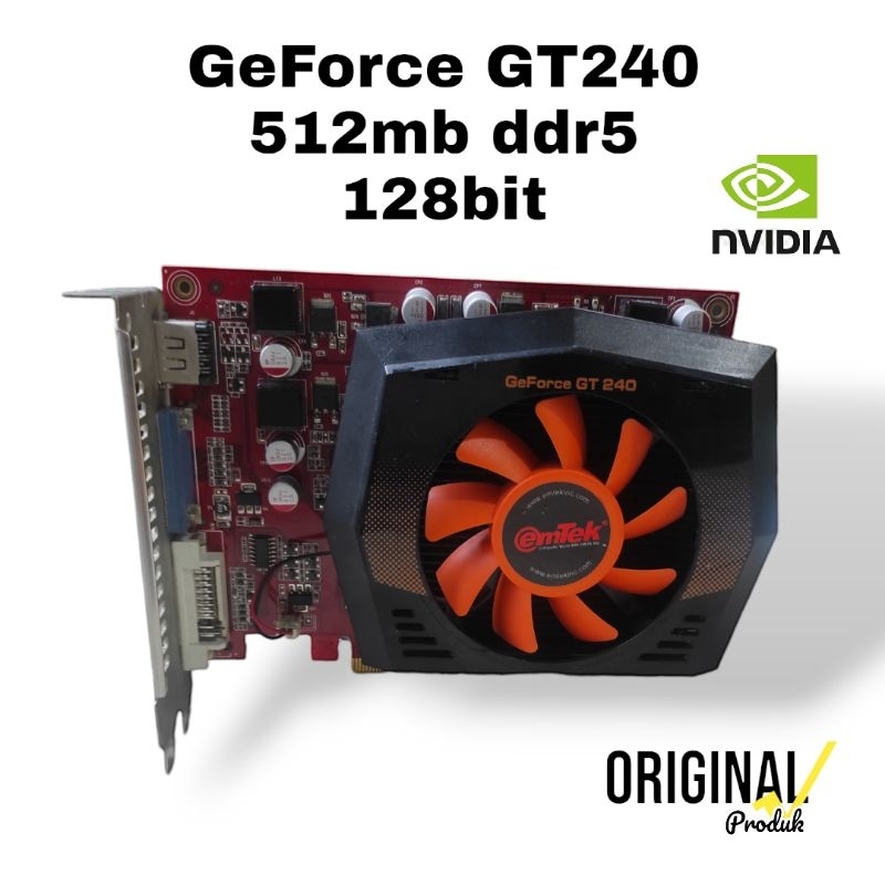 VGA emtek GT240 512mb ddr5 128bit ORI segel rapi