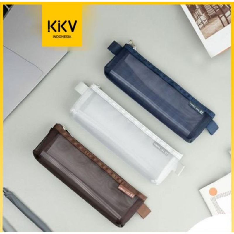 

KKV Gimen Mesh Zipper Pencil Case Pouch Pensil Tempat Kotak Alat Tulis