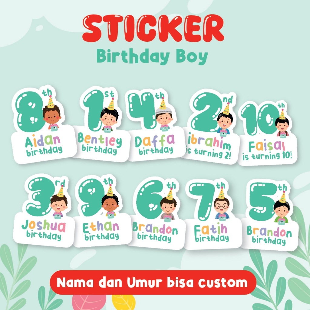 

Sticker Ulang Tahun Anak Boy Series Laki-laki Umur Custom Sticker Bento Birthday Sticker Anak souvenir