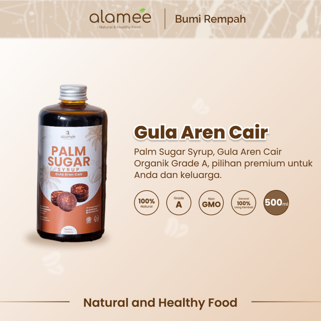 

ALAMEE Gula Aren Cair Syrup Palm Sugar Cair Organic Organik Pure Murni Barista Brown Sirup Natural