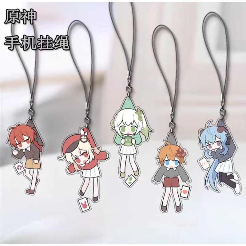 [READY] OME phone strap genshin impact klee,ganyu,diluc,childe,nahida